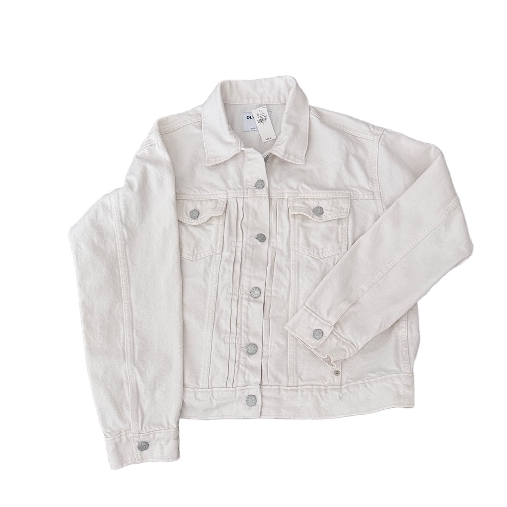 Old Navy White Denim Jacket Large